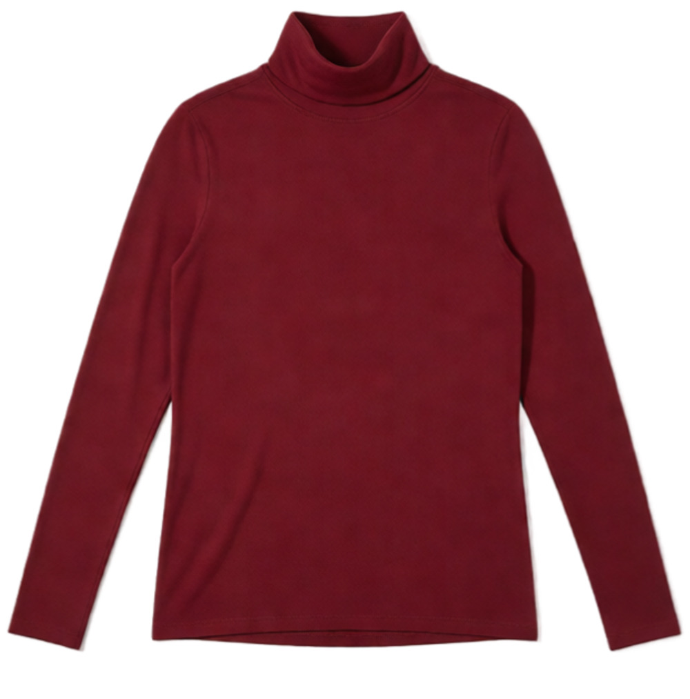 Fair Indigo Organic Pima Cotton Turtleneck Bonfire Red Long Sleeve M